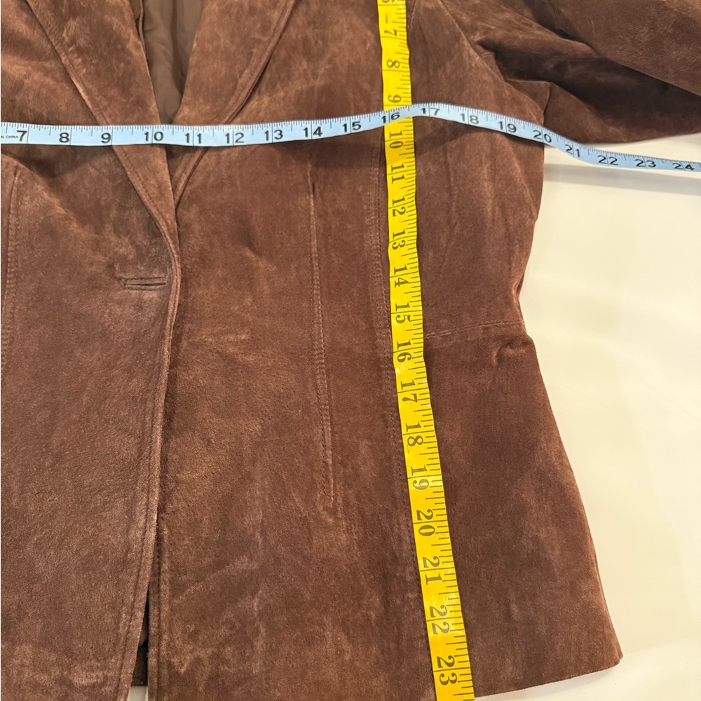 Relativity Single Button Brown Suede Lined Jacket… - image 8